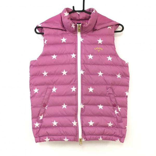 Callaway（キャロウェイ） 2WAYダウンベスト ピンク×白 星柄 総柄