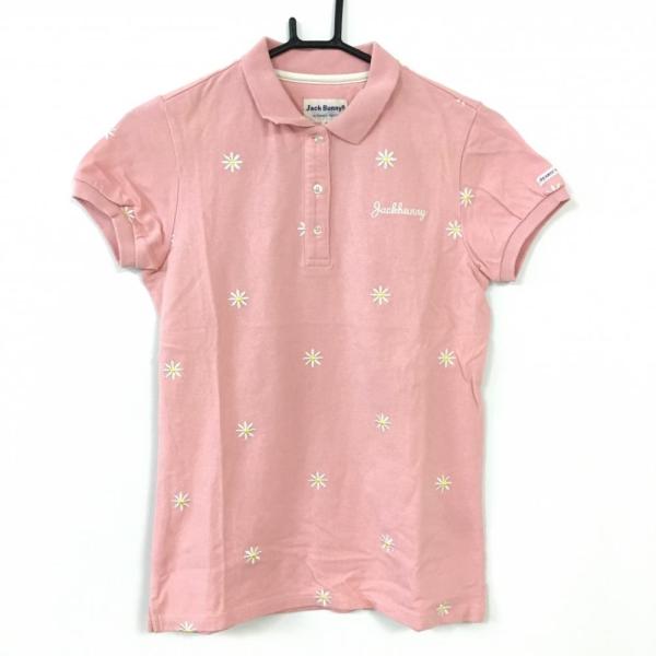 Jack Bunny ジャックバニー 総柄ロゴ 半袖 ポロシャツ ピンク 5 Jack Bunny!!（ジャックバニー） 半袖ポロシャツ ピンク×白 花柄