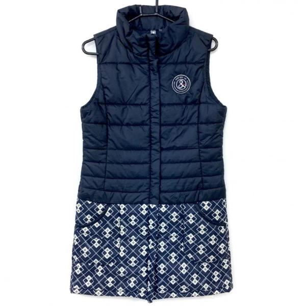 【美品】and per se アンパスィ 中綿 ワンピース ロング ネイビー and per se アンパスィ 中綿ワンピース ネイビー 一部柄