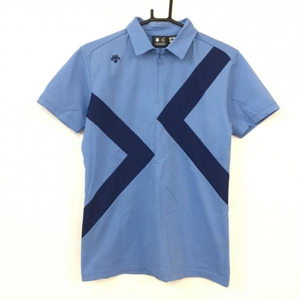 DESCENTE - 【美品】デサントゴルフ ノースリーブポロシャツ ネイビー×ブルー 肩ロゴ ハーフジップ 中田英寿 レディース M ゴルフウェア DESCENTE DESCENTE - 【美品】デサントゴルフ ノースリーブポロシャツ