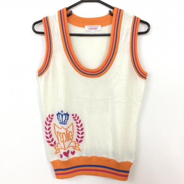 VIVA HEART（ビバハート） ニットベスト 白×オレンジ バックロゴ