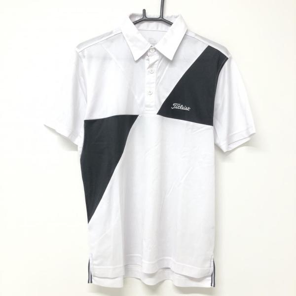 Titleist（タイトリスト） 半袖ポロシャツ 白×黒 ロゴ刺しゅう メンズ