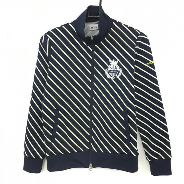 adidas（アディダス） ジャケットブルゾン ダークネイビー×白 斜め