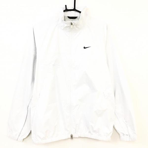 美品)NIKE ナイキゴルフ レインブルゾン 白×グレー フルジップ 収納袋