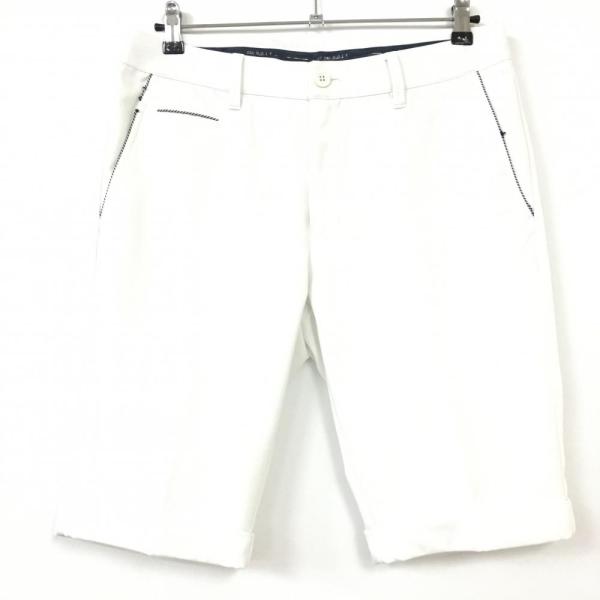 23区 23区ゴルフ ハーフパンツ 白×ネイビー ポケット口縁取り メンズ