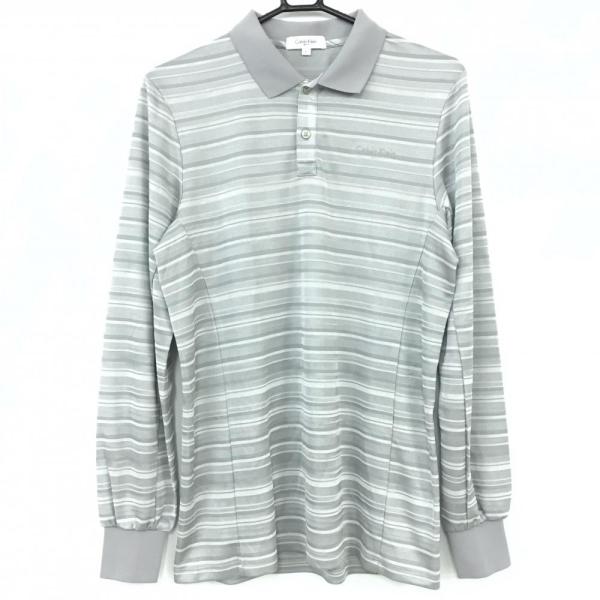 新品　カルバンクライン　ゴルフ　ゴルフウェア　日本製　長袖ポロシャツ　ホワイト Calvin Klein カルバンクラインゴルフ 長袖ポロシャツ グレー×白