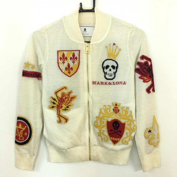 MARK&LONA（マークアンドロナ） ニットブルゾン 白×レッド フルジップ