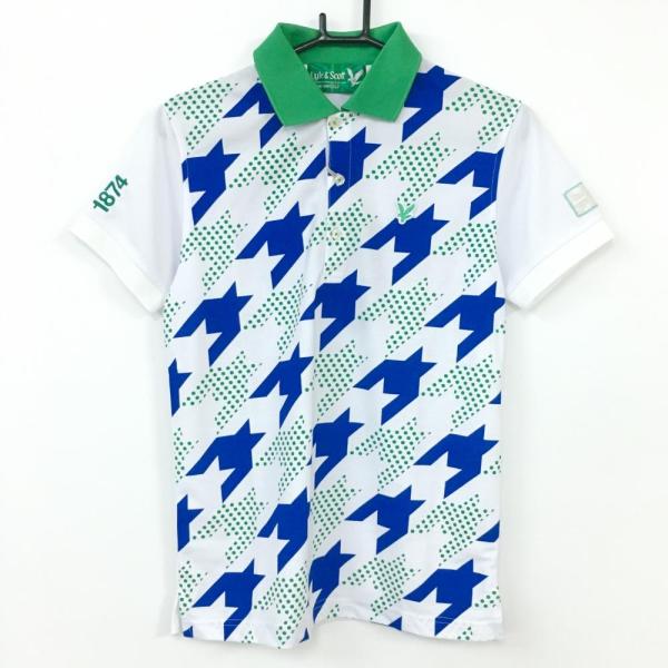 BEAMS ビームス×ライル＆スコット 半袖ポロシャツ 白×ブルー 前