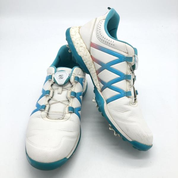 新品■【アディダス 】レディース　ゴルフシューズ　24.5 ボア　ホワイト adidas（アディダス） ゴルフシューズ 白×ライトブルー アディパワー