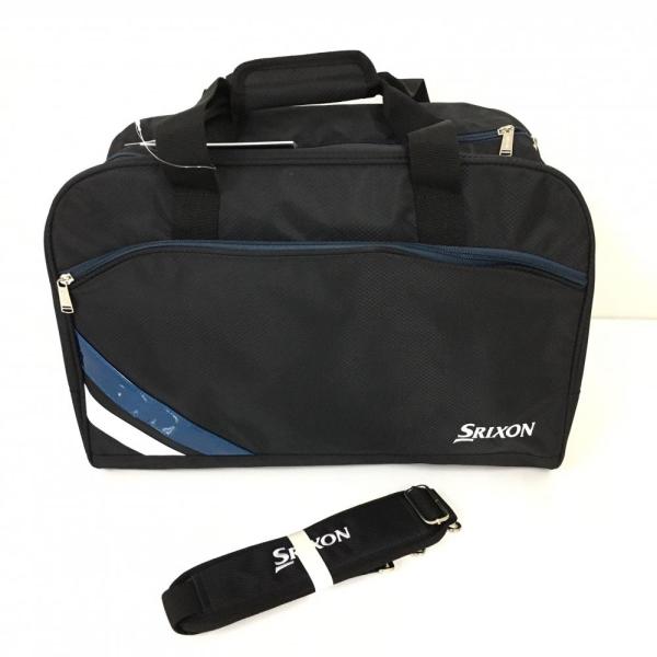 SRIXON/スリクソン キャリー付 ボストンバッグ【ブラック】美品！ SRIXON スリクソン 2WAYボストンバッグ 黒×ブルー ロゴ刺しゅう
