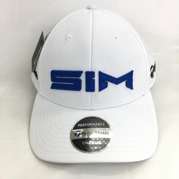 新品)TaylorMade テーラーメイド キャップ 白×ブルー ロゴ刺しゅう ONE