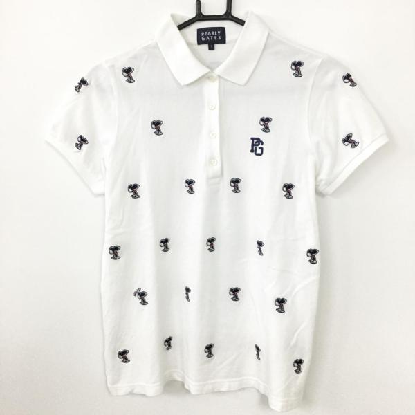 PEARLY GATES≫スヌーピーコラボポロシャツ≫パーリーゲイツ PEARLY GATES パーリーゲイツ 半袖ポロシャツ 白×ネイビー