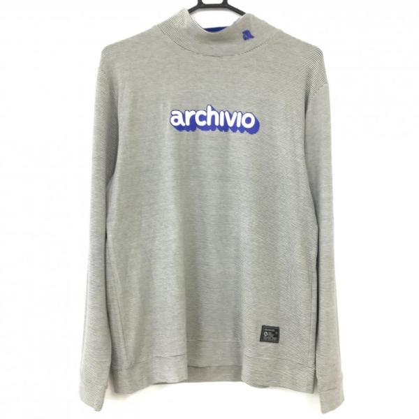 新品 archivio アルチビオ ウエア 長袖 archivio アルチビオ 長袖ハイネックシャツ グレー×白 細