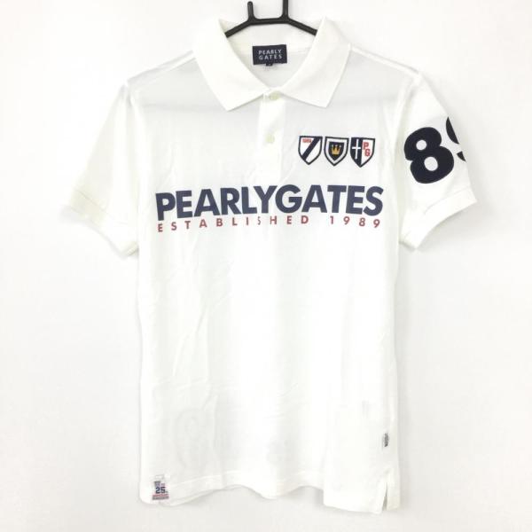 PEARLY GATES パーリーゲイツ 半袖ポロシャツ 白×ネイビー 25