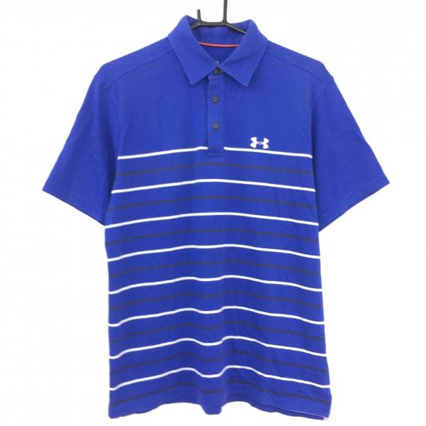 UNDER ARMOUR（アンダーアーマー） 半袖ポロシャツ ブルー×白 ボーダー 