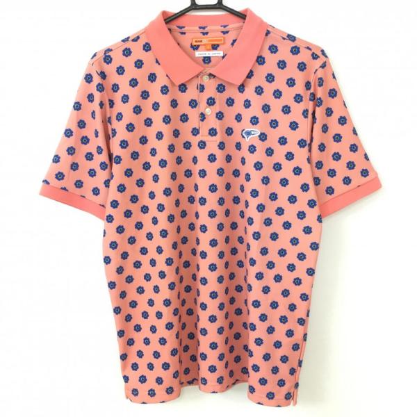 2021年＊BEAMS GOLF ビームスゴルフ 半袖ポロシャツ ピンク×ブルー 花