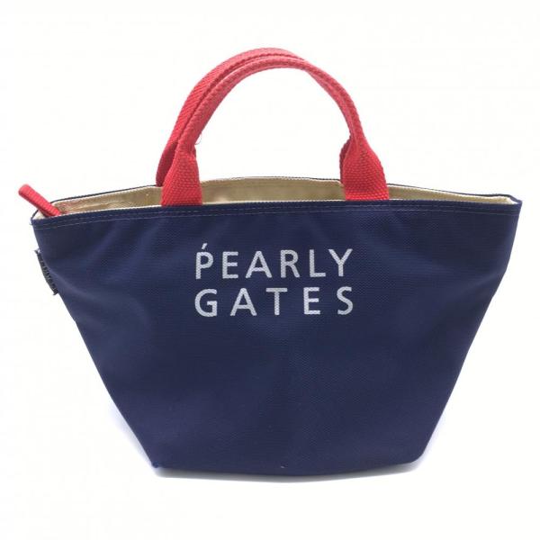 【美品】パーリーゲイツ カートバッグ トートバッグ 刺繍ロゴ ネイビー ゴルフ PEARLY GATES パーリーゲイツ カートバッグ ネイビー×レッド