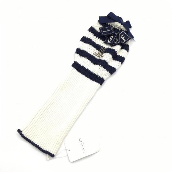 LANVIN ランバンスポール ニットヘッドカバー 白×ネイビー LANVIN ランバンスポール ニットヘッドカバー 白×ネイビー