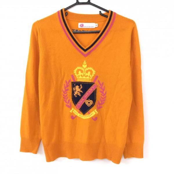 VIVA HEART（ビバハート） カシミヤセーター オレンジ×ネイビー ニット