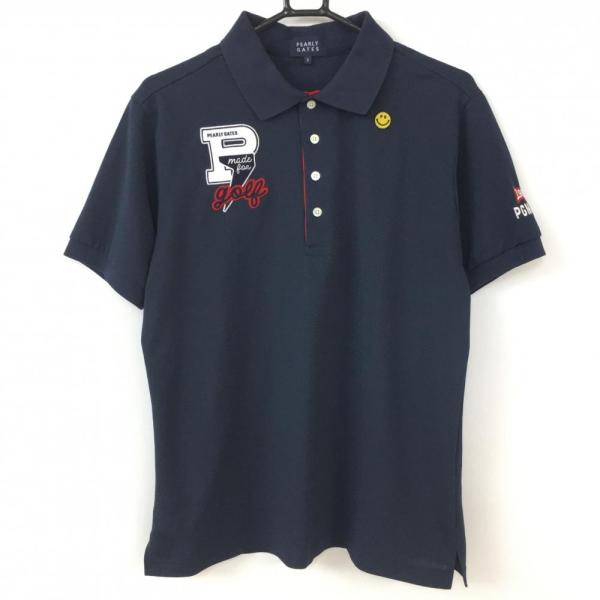 PEARLY GATES（パーリーゲイツ） 半袖ポロシャツ ネイビー×レッド ニコ