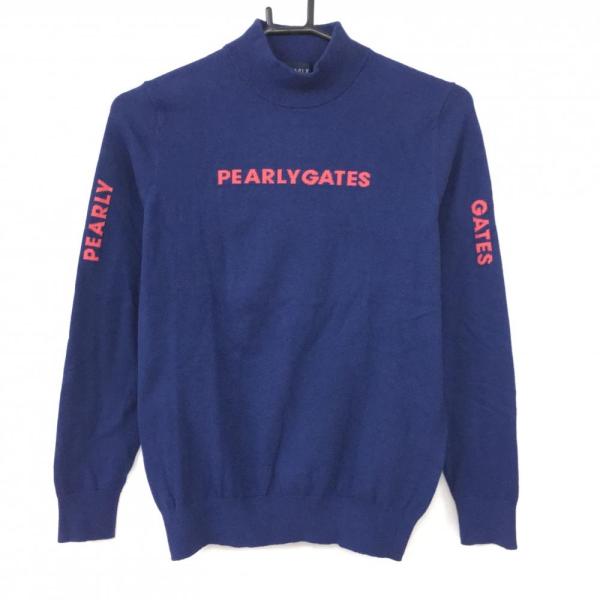 PEARLY GATES（パーリーゲイツ） ハイネックセーター ブルー×ピンク