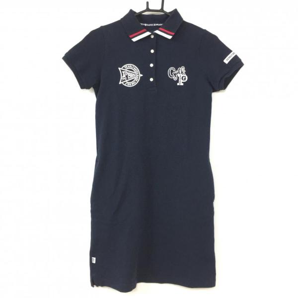 超美品】PEARLY GATES パーリーゲイツ 半袖ポロワンピース ネイビー×白