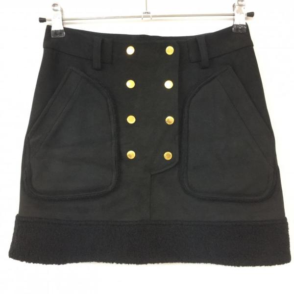 MARK&LONA（マークアンドロナ） 異素材スカート 黒 裾ボア 裏地付