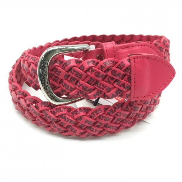 新品未使用 パーリーゲイツ メッシュベルト 総ロゴ柄 ピンク PEARLY GATES パーリーゲイツ メッシュベルト ピンク×黒 ロゴ総