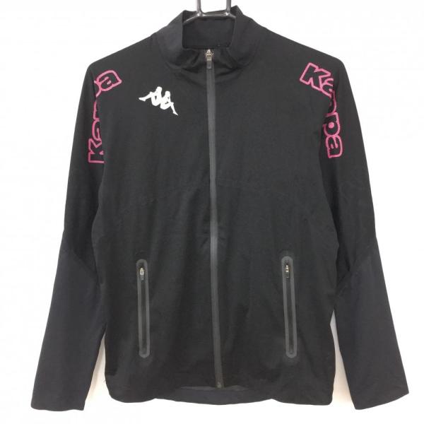Kappa カッパ ジャケットブルゾン 黒×ピンク ストレッチ 一部メッシュ  レディース S ゴルフウェア