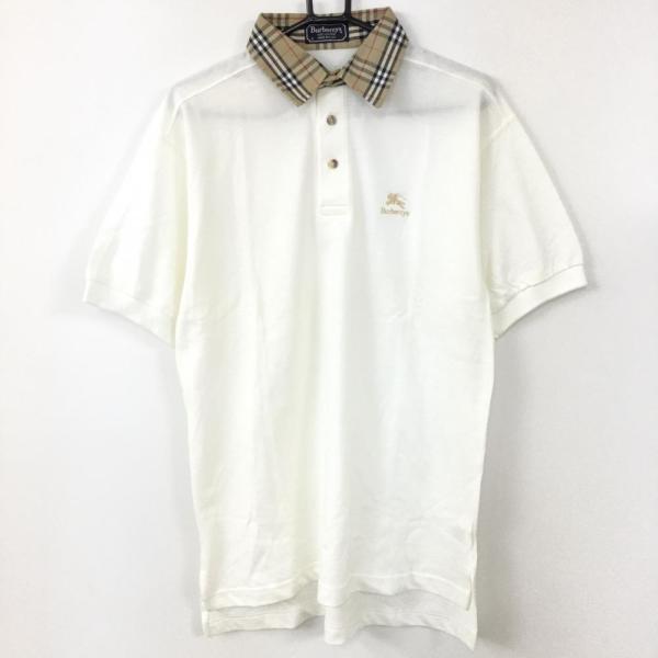 BURBERRY バーバリーズ 半袖ポロシャツ 白×ベージュ 襟チェック BURBERRY バーバリーズ 半袖ポロシャツ 白×ベージュ 襟チェック