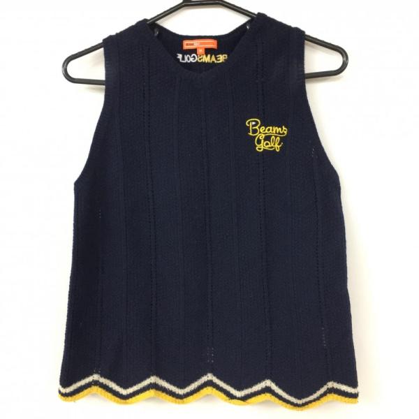 BEAMS（ビームス） ビームスゴルフ ニットベスト ネイビー×イエロー