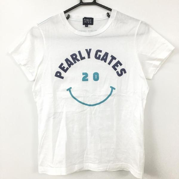 パーリーゲイツ 半袖Tシャツ 白×ネイビー 20周年 ニコちゃん スマイル レディース 2(Ｌ) ゴルフウェア PEARLY GATES／40%OFF価格  :1-240001107525:レオナード 通販 