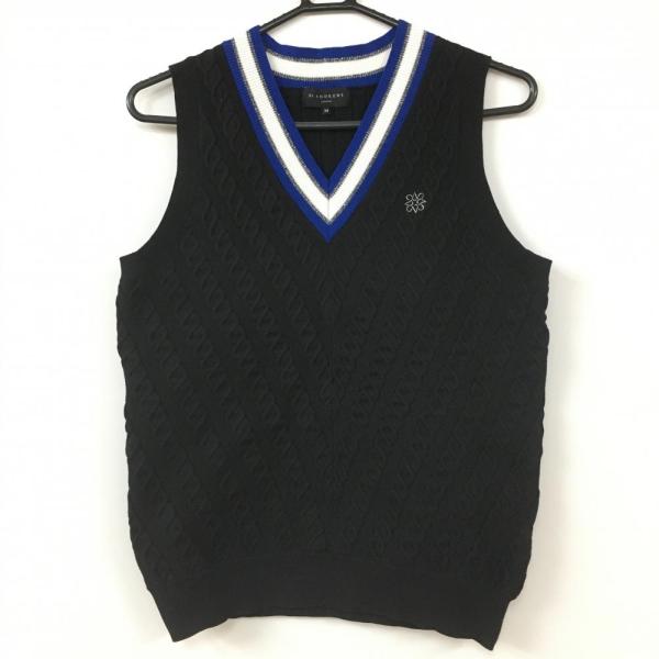 St ANDREWS セントアンドリュース ニットベスト 黒×ブルー Vネック