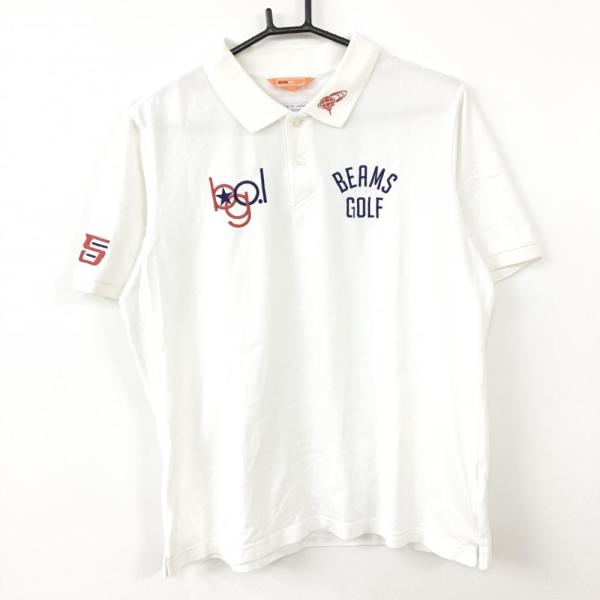 BEAMS（ビームス） ビームスゴルフ 半袖ポロシャツ 白×ネイビー ロゴ