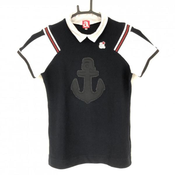 archivio（アルチビオ） 襟付きTシャツ ネイビー×白 メッシュ