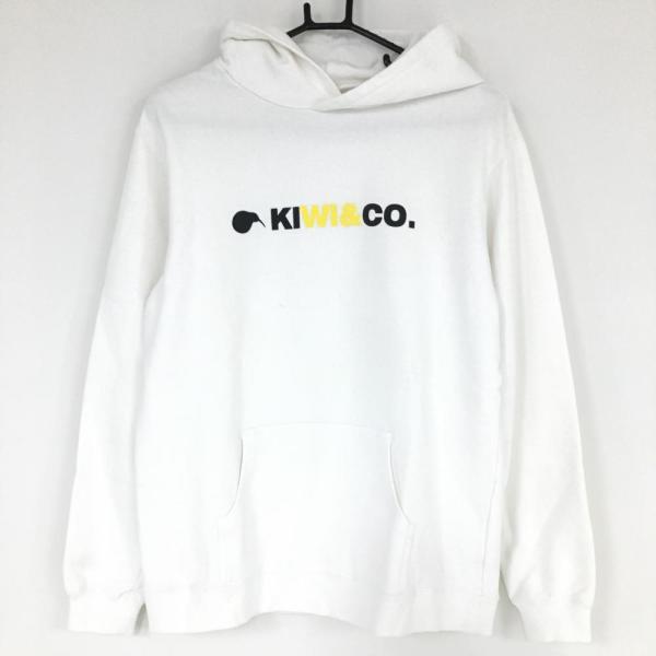 パームスアンドコー スウェットパーカー 白×黒 フード・ポケット