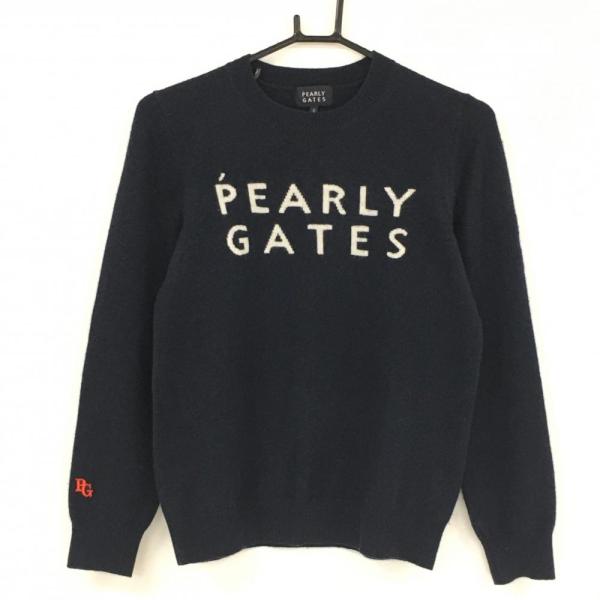 パーリーカシミヤニットサイズ0 PEARLY GATES パーリーゲイツ セーター ネイビー×白 カシミヤ100