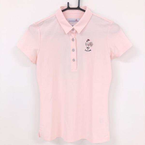 ルコック 半袖ポロシャツ ピンク にわとり刺しゅう 吸汗速乾 UVケア 