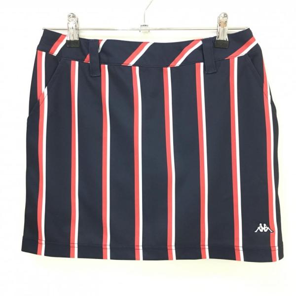 ストライプ スカート　ゴルフ　kappa カッパ Sサイズ Kappa カッパ スカート ネイビー×ピンクレッド ストライプ
