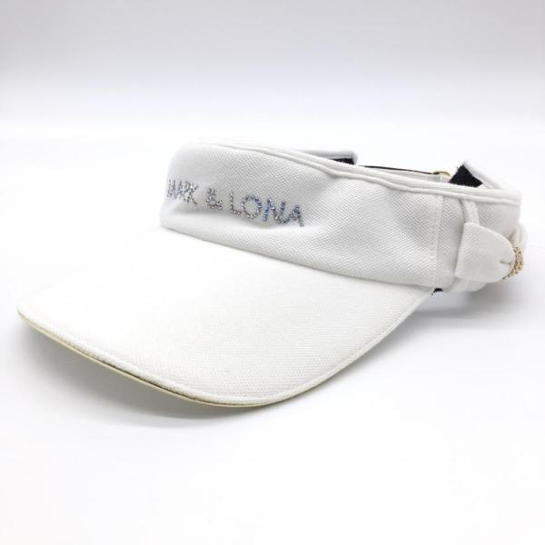 MARK&LONA（マークアンドロナ） サンバイザー 白 ロゴラインストーン