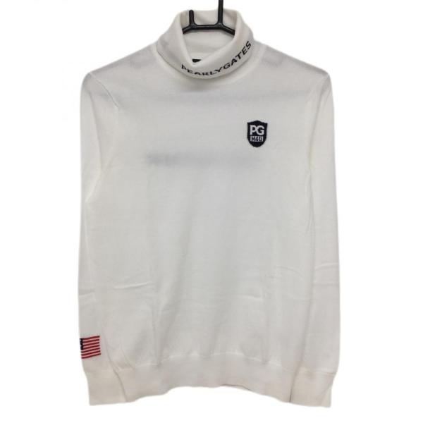 PEARLY GATES（パーリーゲイツ） タートルネックセーター 白 袖星条旗