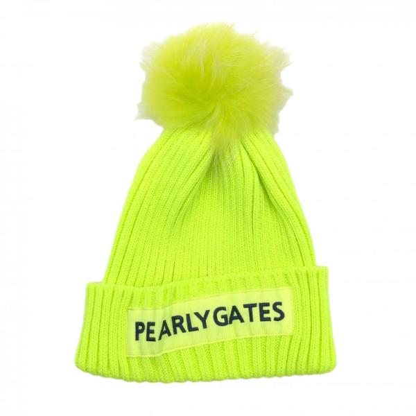 ◆パーリーゲイツ◆　ファーニット帽 PEARLY GATES（パーリーゲイツ） ニット帽 蛍光イエロー ボンボン