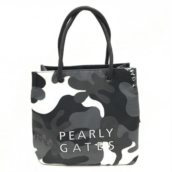 ○★訳有り新品未使用　PEARLY GATES　モヤモヤ柄 カートバッグ　白 新品】パーリーゲイツ カートバッグ ダークグレー×白 カモフラ総柄