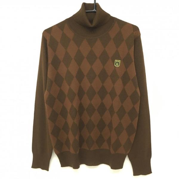 EDWIN（エドウィン） タートルネックセーター ブラウン ダイヤ柄