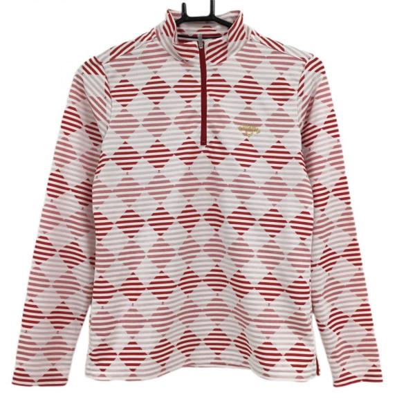 Callaway（キャロウェイ） 長袖ハイネックシャツ 白×レッド ハーフ