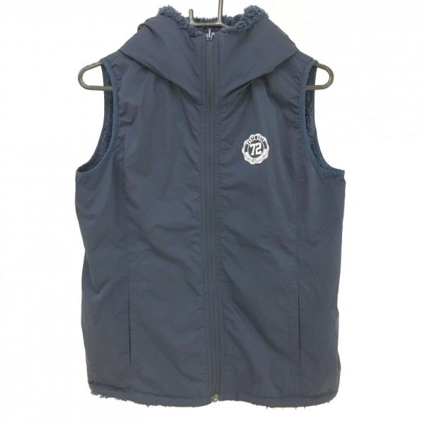 PAR72 フリースフード付きベストとスカートセット 美品】パーセッタンタドゥエ フード付きリバーシブルベスト ネイビー