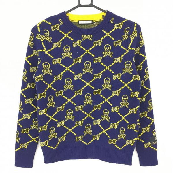 MARK&LONA（マークアンドロナ） セーター ブルー×イエロー スカル総柄
