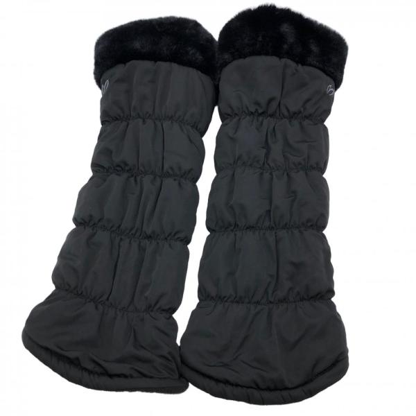 マスターバニー⭐︎ファーレッグウォマー 美品】マスターバニー レッグウォーマー 黒 一部ファー 裏フリース