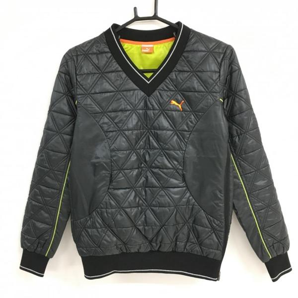 超美品】プーマ 中綿スニード 黒 千鳥格子柄 Vネック サイド 超美品】プーマ 中綿スニード 黒 千鳥格子柄 Vネック サイド