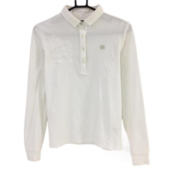 St ANDREWS セントアンドリュース 長袖ポロシャツ 白 花刺しゅう 襟